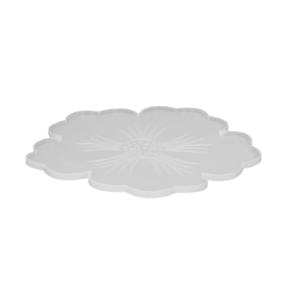 Posavasos redondo de resina con diseño floral transparente