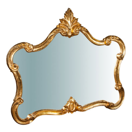 Espejo decorativo barroco rectangular, marco dorado tallado, para pared